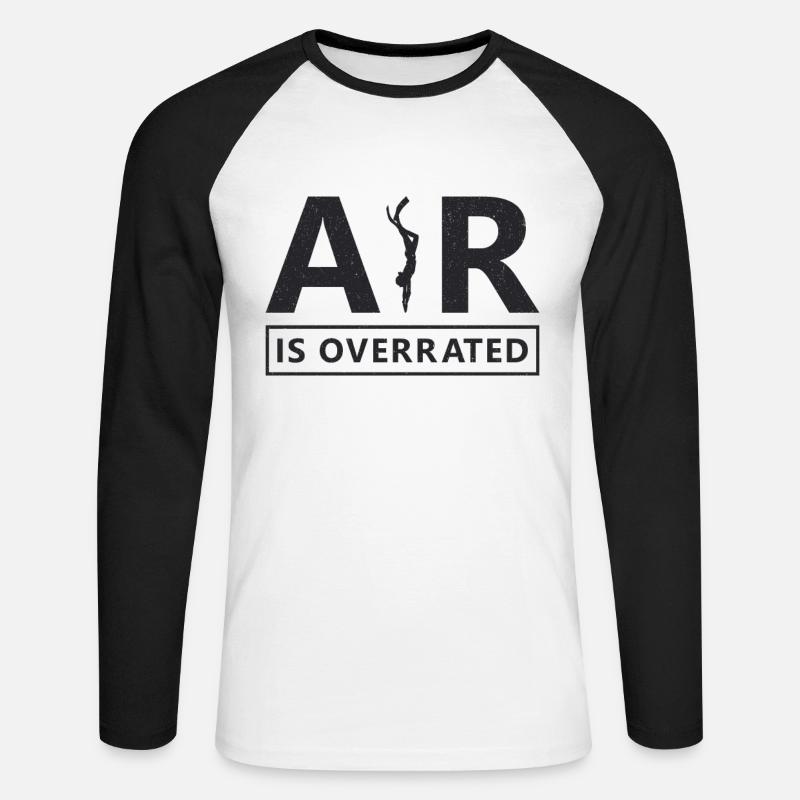 Freitaucher Apnoe Freitauchen Tauchen Geschenkidee - Unisex Baseballshirt langarm - Weiß/Schwarz