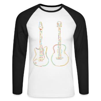 Gitarrist Geschenk Regenbogen Saiten Musiker - Unisex Baseballshirt langarm - Weiß/Schwarz - Vorne - Nik (191cm)
