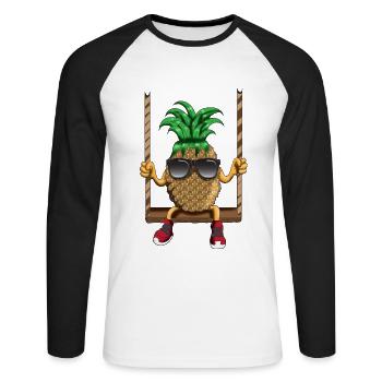 Swinging Pineapple Swing Beach Sun Wrestler - Unisex Long Sleeve Baseball T-Shirt - white/black - Front - Nik (191cm)