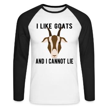 Goat Livestock Farm Farmer Cattle - Unisex Long Sleeve Baseball T-Shirt - white/black - Front - Nik (191cm)