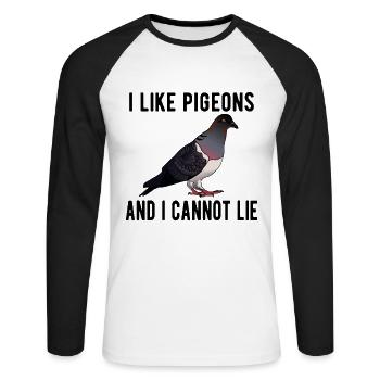 Pigeon Pigeon Racing Pigeon Racer Pigeon Keeper - T-shirt baseball manches longues Homme - blanc/noir - Devant - Nik (191cm)