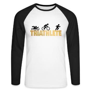 Triathlon Swim Bike Run Triathlete Sport Gift - Unisex Baseballshirt langarm - Weiß/Schwarz - Vorne - Nik (191cm)