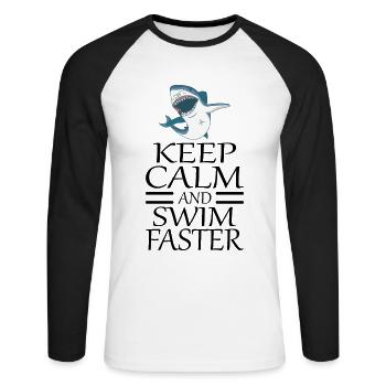 SWIMMING SWIM TEAM SWIMMER SHARKS GIT - Unisex Long Sleeve Baseball T-Shirt - white/black - Front - Nik (191cm)