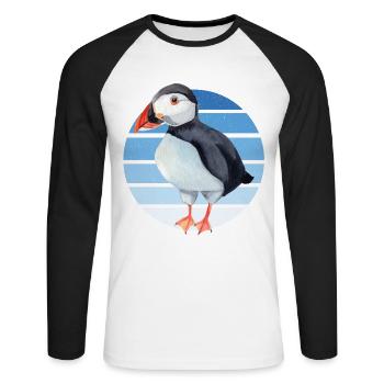 Papageitaucher Puffin Papagei Lunde Vogel Geschenk - Unisex Baseballshirt langarm - Weiß/Schwarz - Vorne - Nik (191cm)