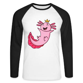 Axolotl - T-shirt baseball manches longues Homme - blanc/noir - Devant - Nik (191cm)