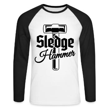 Hämmer Werkzeuge und Handwerk - Vorschlaghammer - Unisex Baseballshirt langarm - Weiß/Schwarz - Vorne - Nik (191cm)