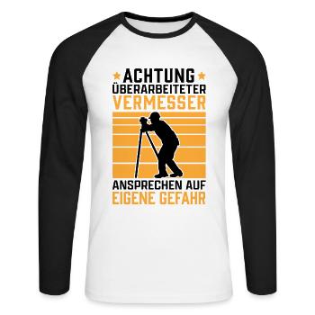 Überarbeiteter Vermessungstechniker Vermesser - Unisex Baseballshirt langarm - Weiß/Schwarz - Vorne - Nik (191cm)