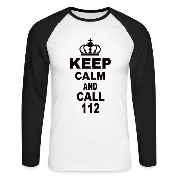 Keep Calm And Call 112 - Unisex Long Sleeve Baseball T-Shirt - white/black - Front - Nik (191cm)