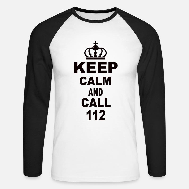 Keep Calm And Call 112 - Unisex Baseballshirt langarm - Weiß/Schwarz