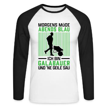 Galabauer Abends blau Galabau Gärtner - Unisex Baseballshirt langarm - Weiß/Schwarz - Vorne - Nik (191cm)