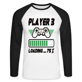 Chargement du lecteur 3 - T-shirt baseball manches longues Homme - blanc/noir - Devant - Nik (191cm)