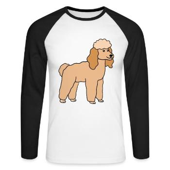 Caniche Chien Race de Chien - T-shirt baseball manches longues Homme - blanc/noir - Devant - Nik (191cm)