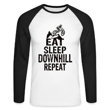 Eat Sleep Downhill Repeat - Unisex Long Sleeve Baseball T-Shirt - white/black - Front - Nik (191cm)