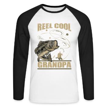 Grandpa Grandfather Hunter Grandpa Fishing Fish - Unisex Long Sleeve Baseball T-Shirt - white/black - Front - Nik (191cm)