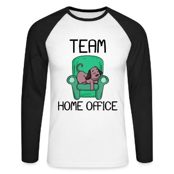 Home Office - Unisex Baseballshirt langarm - Weiß/Schwarz - Vorne - Nik (191cm)