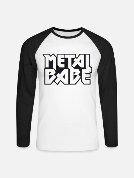 Metal Babe - Heavy Metal - Unisex Baseballshirt langarm - Weiß/Schwarz