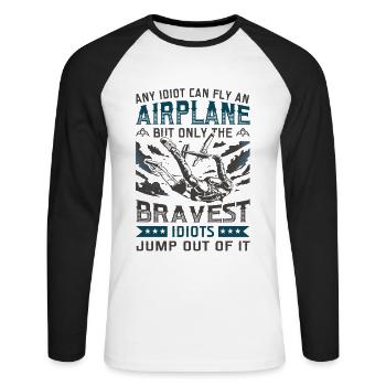 Sprung aus einem Flugzeug Skydiving - Unisex Baseballshirt langarm - Weiß/Schwarz - Vorne - Nik (191cm)