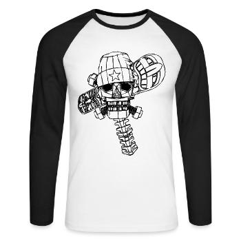 Crâne avec casquette et | de snowboard Neige - T-shirt baseball manches longues Homme - blanc/noir - Devant - Nik (191cm)