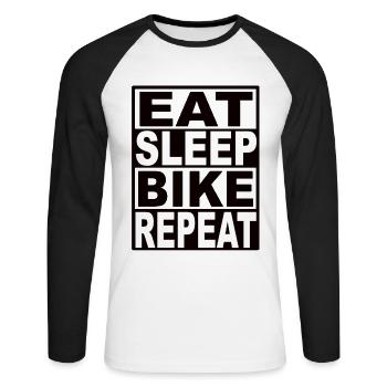 Manger Sleep Bike Répéter - T-shirt baseball manches longues Homme - blanc/noir - Devant - Nik (191cm)