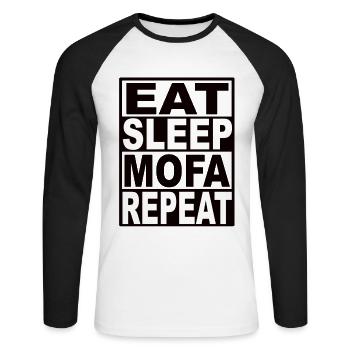 Manger Sleep Cyclomoteur Répéter - T-shirt baseball manches longues Homme - blanc/noir - Devant - Nik (191cm)