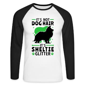 This is Sheltie Glitter Shetland Sheepdog - Unisex Long Sleeve Baseball T-Shirt - white/black - Front - Nik (191cm)