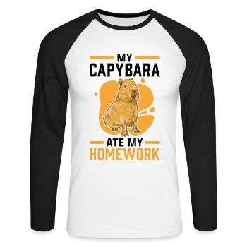 Capybara homework eaten capybara - Unisex Long Sleeve Baseball T-Shirt - white/black - Front - Nik (191cm)