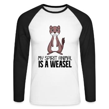 Weasel - Unisex Long Sleeve Baseball T-Shirt - white/black - Front - Nik (191cm)