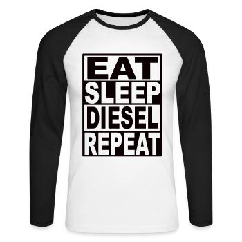 Eat Sleep Diesel Repeat - Unisex Long Sleeve Baseball T-Shirt - white/black - Front - Nik (191cm)