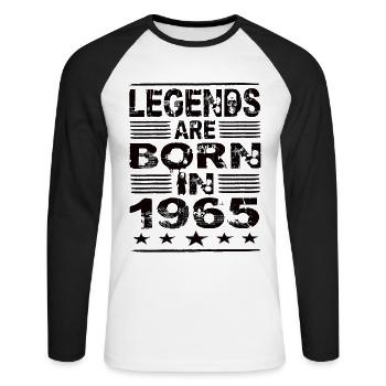 Les légendes naissent en 1965 - T-shirt baseball manches longues Homme - blanc/noir - Devant - Nik (191cm)