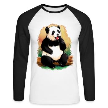 Cute Animals Panda Bear Animal Motif Gift Panda - Unisex Long Sleeve Baseball T-Shirt - white/black - Front - Nik (191cm)