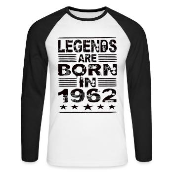 Legenden werden 1962 geboren - Unisex Baseballshirt langarm - Weiß/Schwarz - Vorne - Nik (191cm)