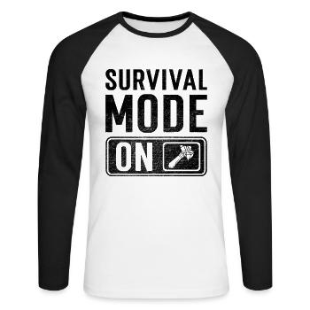 Survival Mode on - Unisex Baseballshirt langarm - Weiß/Schwarz - Vorne - Nik (191cm)
