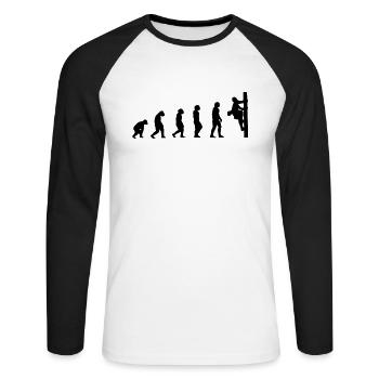Netzelektriker Evolution Geschenk Elektriker - Unisex Baseballshirt langarm - Weiß/Schwarz - Vorne - Nik (191cm)