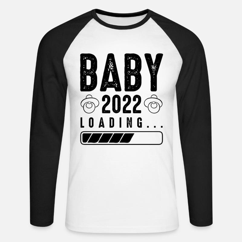 baby 2022 loading - Unisex Baseballshirt langarm - Weiß/Schwarz