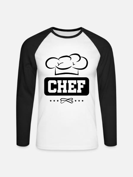 chef cuisinier - T-shirt baseball manches longues Homme - blanc/noir