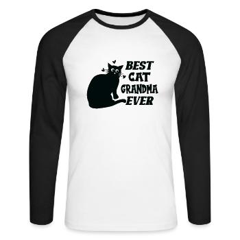 Best Cat Grandma Ever Grandma loves cats - Unisex Long Sleeve Baseball T-Shirt - white/black - Front - Nik (191cm)