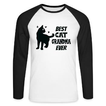 Best Cat Grandma Ever Grandma loves cats - Unisex Long Sleeve Baseball T-Shirt - white/black - Front - Nik (191cm)