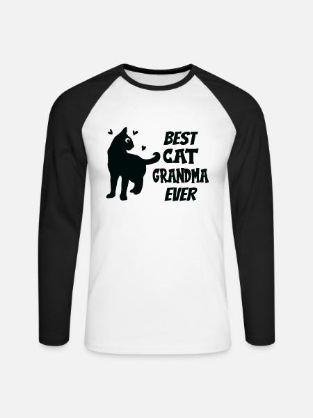 Best Cat Grandma Ever Oma liebt Katzen - Unisex Baseballshirt langarm - Weiß/Schwarz