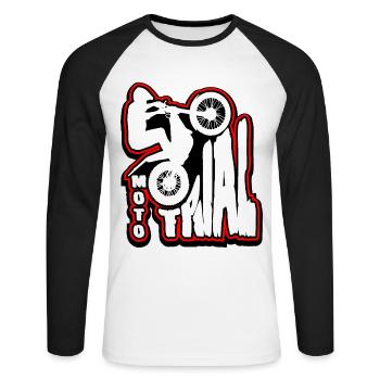 Fahrer von Moto Trial - Unisex Baseballshirt langarm - Weiß/Schwarz - Vorne - Nik (191cm)