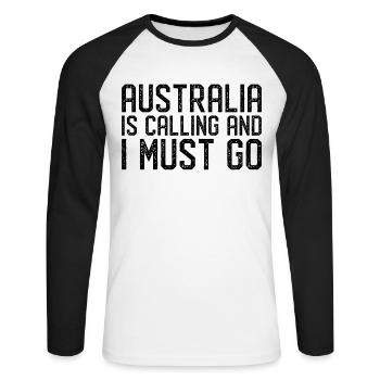 Australien is calling i must go - Unisex Baseballshirt langarm - Weiß/Schwarz - Vorne - Nik (191cm)