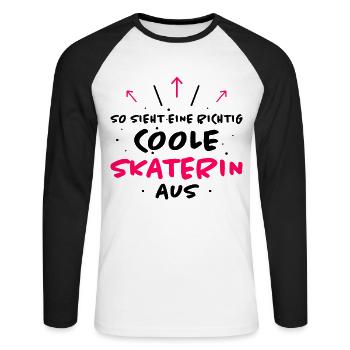 Skaterin Lustiger Spruch Skating Sprüche Geschenk - Unisex Baseballshirt langarm - Weiß/Schwarz - Vorne - Nik (191cm)