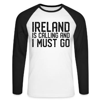 Ireland is calling i must go - Unisex Long Sleeve Baseball T-Shirt - white/black - Front - Nik (191cm)