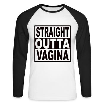 Straigt Outta Vagin - T-shirt baseball manches longues Homme - blanc/noir - Devant - Nik (191cm)