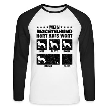 Wachtelhund Hundetricks Deutscher Wachtelhund - Unisex Baseballshirt langarm - Weiß/Schwarz - Vorne - Nik (191cm)