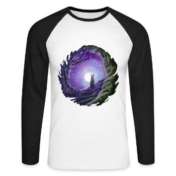 Rabbit looks into the night sky moon gift - Unisex Long Sleeve Baseball T-Shirt - white/black - Front - Nik (191cm)