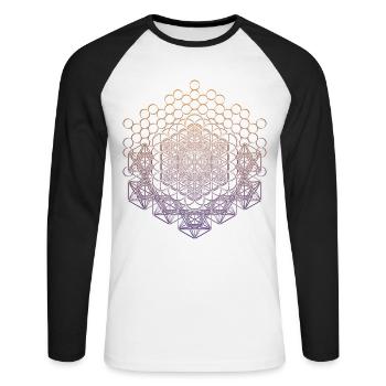 Metatrons Cube Sacred Geometry Connected - Unisex Long Sleeve Baseball T-Shirt - white/black - Front - Nik (191cm)