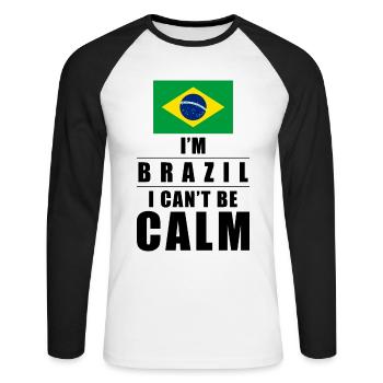 Dicton brésilien - T-shirt baseball manches longues Homme - blanc/noir - Devant - Nik (191cm)