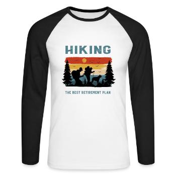 Wandern Rente Ruhestand - Unisex Baseballshirt langarm - Weiß/Schwarz - Vorne - Nik (191cm)