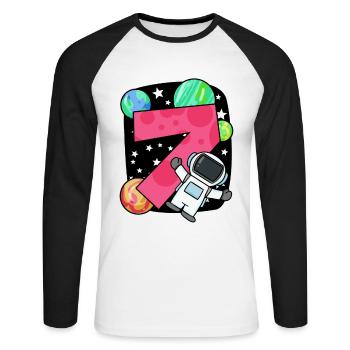 7 birthday boy - 7 years old - I am 7 - Unisex Long Sleeve Baseball T-Shirt - white/black - Front - Nik (191cm)