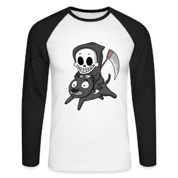 Grim Reaper and Black Panther - Unisex Long Sleeve Baseball T-Shirt - white/black - Front - Nik (191cm)